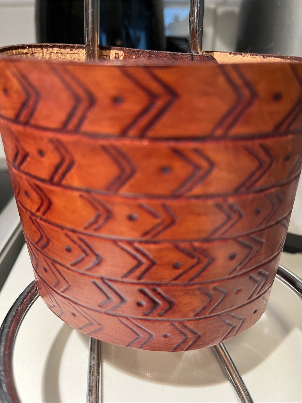 Handcrafted Brown Leather Wrist Art